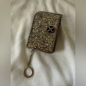 KATE SPADE ODETTE GLITTER L ZIP WALLET SPARKLY CARD HOLDER